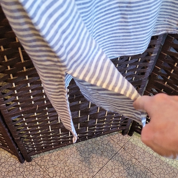 Tahari Blue and White Striped Linen Dress Or Long Top - Picture 7 of 7